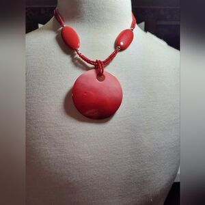 Elegant Red Pendant Necklace NWOT